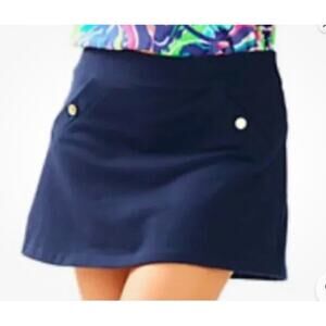 LILLY PULITZER SKORT SHORT SKIRT LUXLETIC MADISON NAVY BLUE COTTON WOMENS SMALL